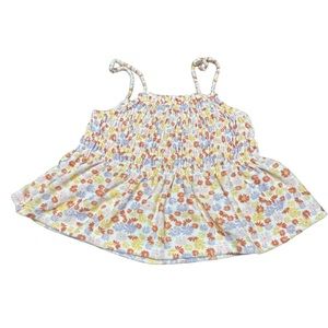 SO Colorful Flowers Smocked Peplum Tank Top